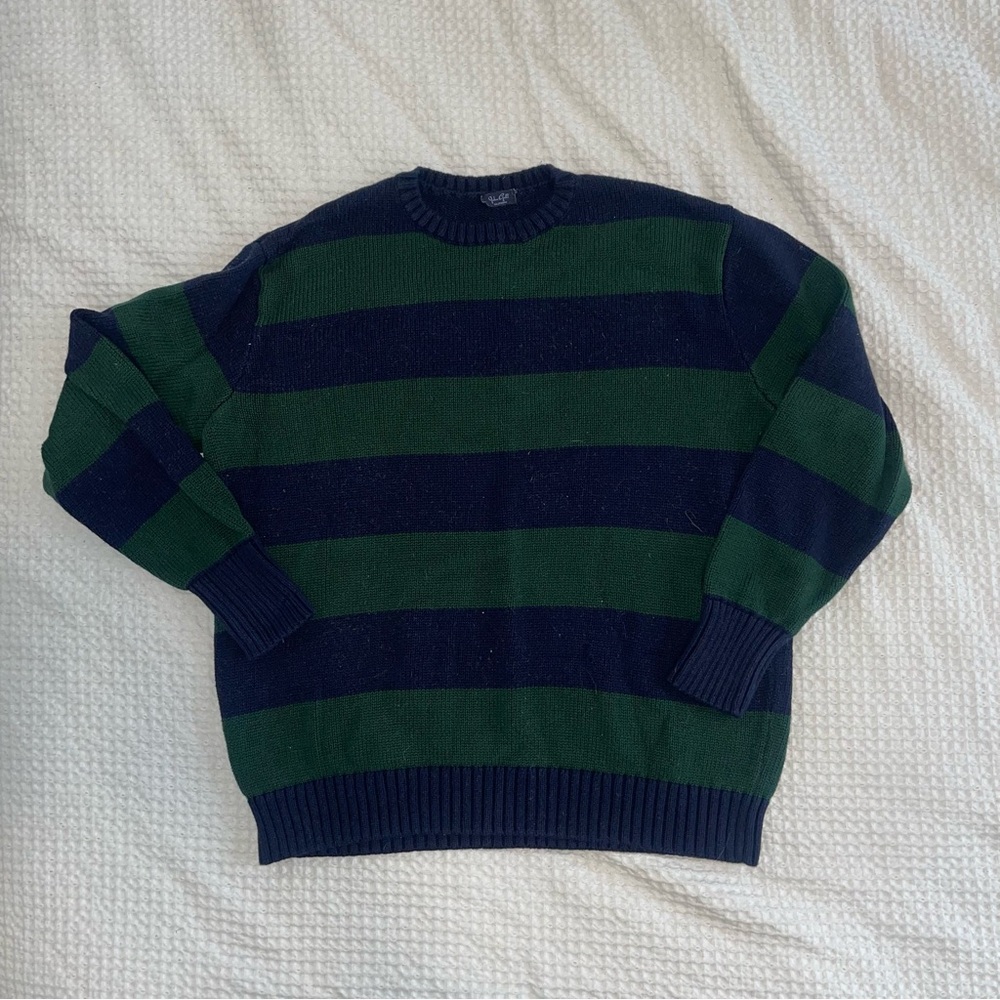 Brandy Melville Green and navy Crewneck Sweater